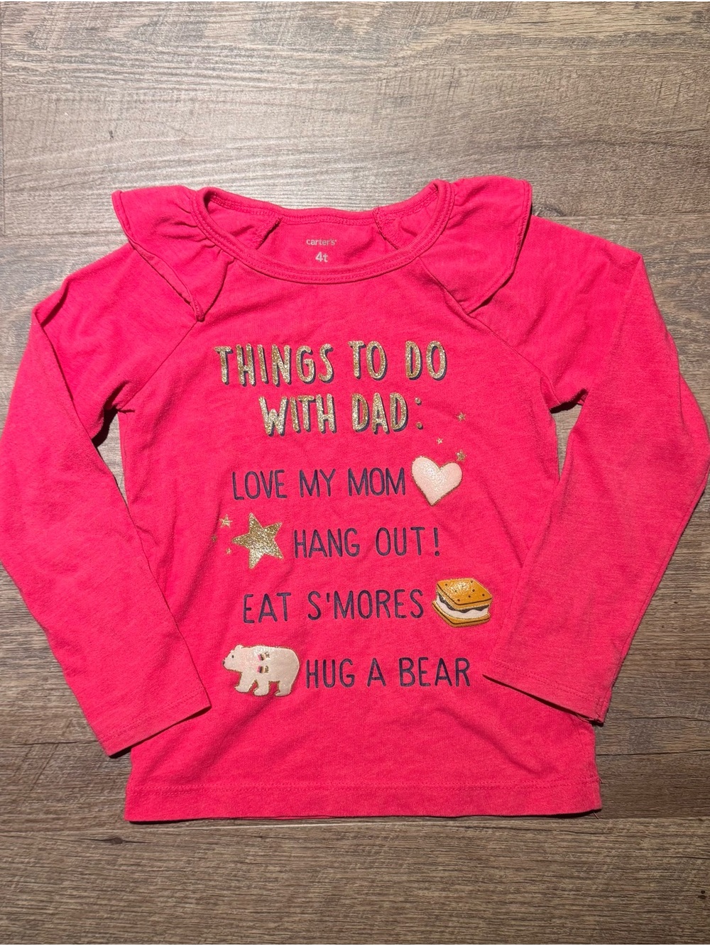 Carter's Hot Pink Long-Sleeve Graphic Tee with Gold Accents